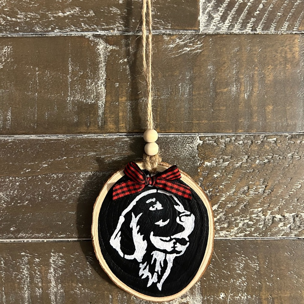 Hand painted dog ornament / door knob decor